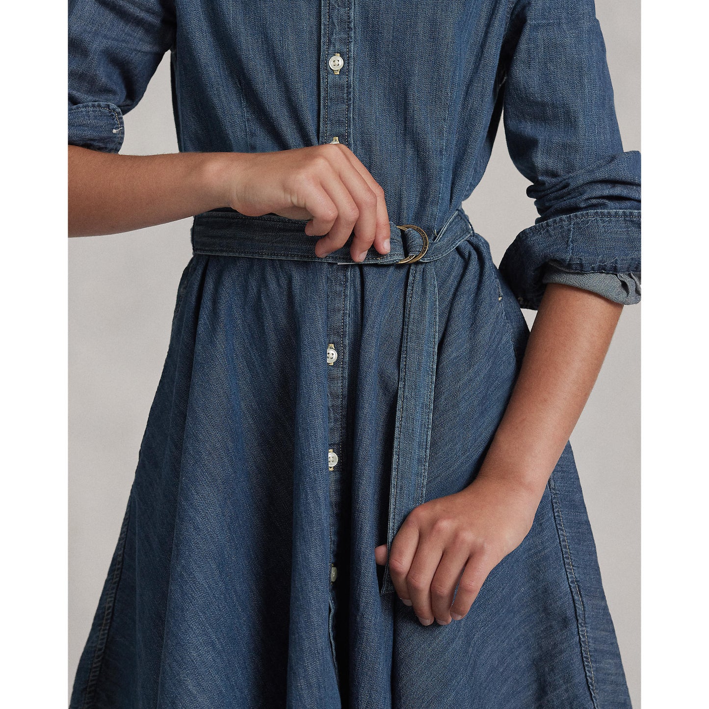 Ralph Lauren Girls Belted Cotton Denim Skirt Dress