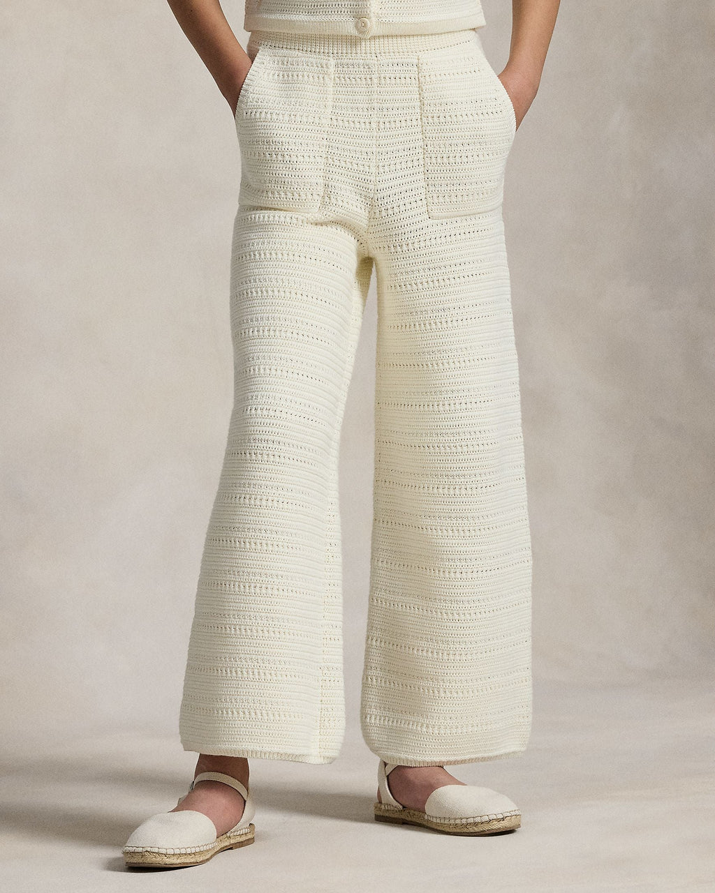 Ralph Lauren Girls Crocheted Cotton Sweater Top & Pant