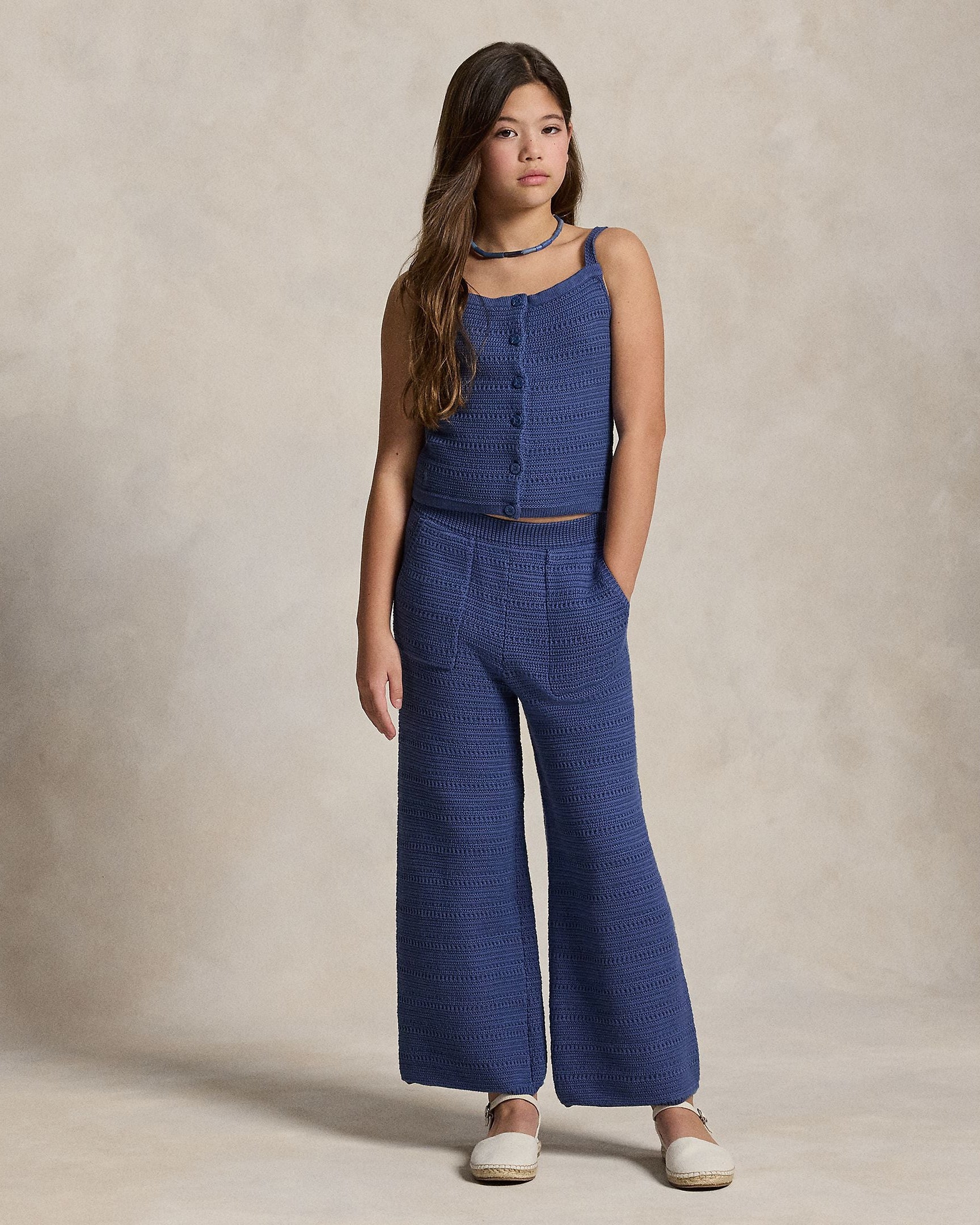 Ralph Lauren Girls Crocheted Cotton Sweater Top & Pant