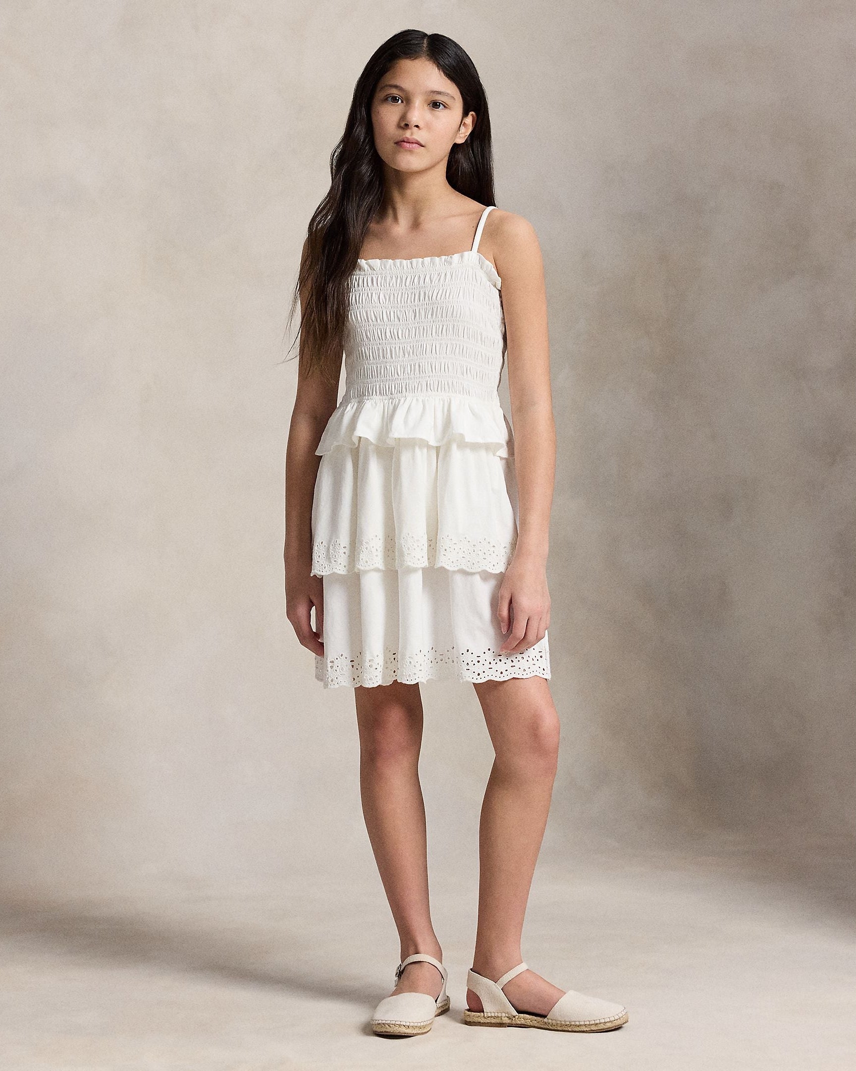 Ralph Lauren Girls Smocked Cotton Jersey Dress