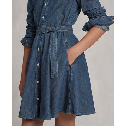 Ralph Lauren Girls Belted Cotton Denim Skirt Dress