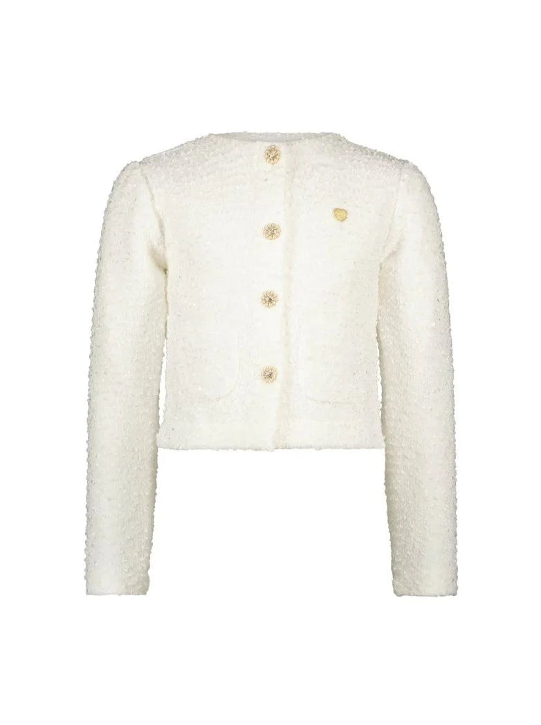Le Chic AMSY Glitter-Knit Jacket Off White_C312-5115-003