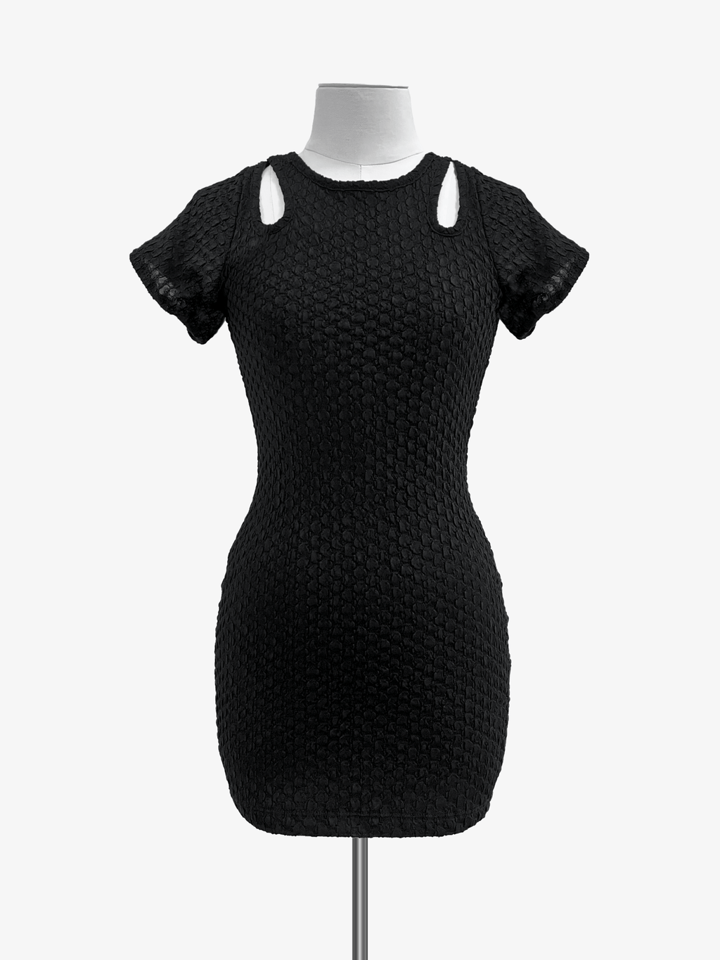 Cheryl Kids Black Textured Fitted Dress - NorthGirls