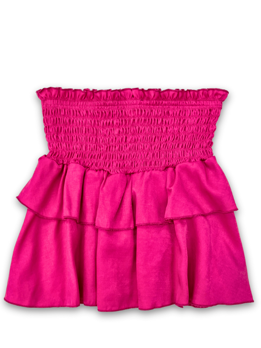 Cheryl Kids Smocked Ruffle Skirt _Hot Pink 6002T - 821 - NorthGirls