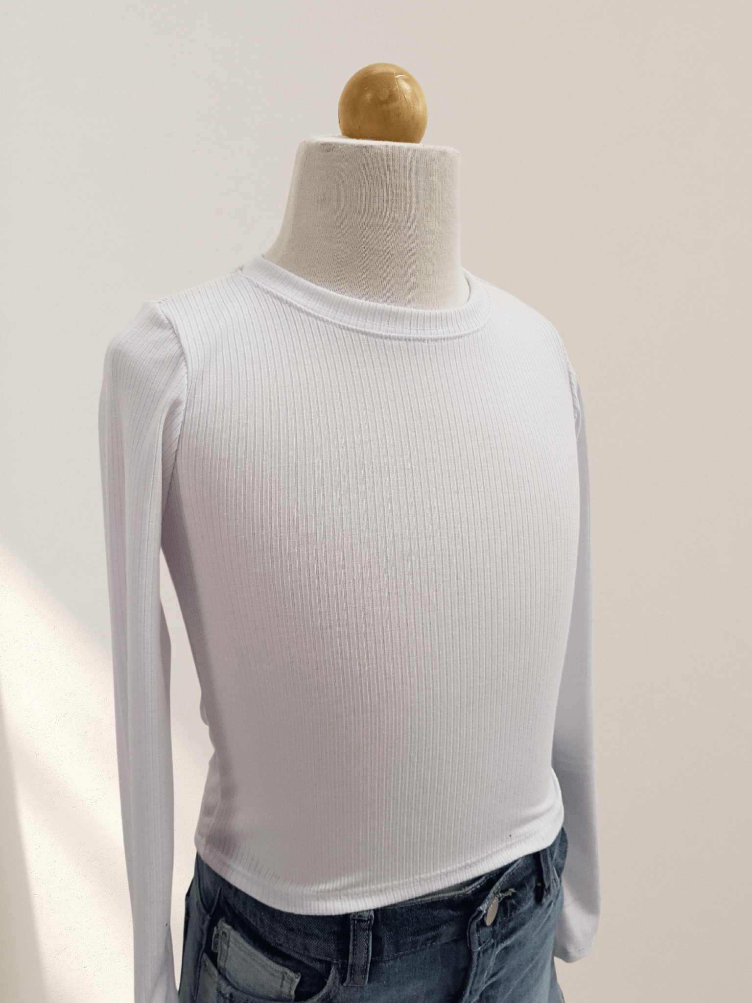 Cheryl Kids White L/S Ribbed Top _6039 - 1000 - NorthGirls