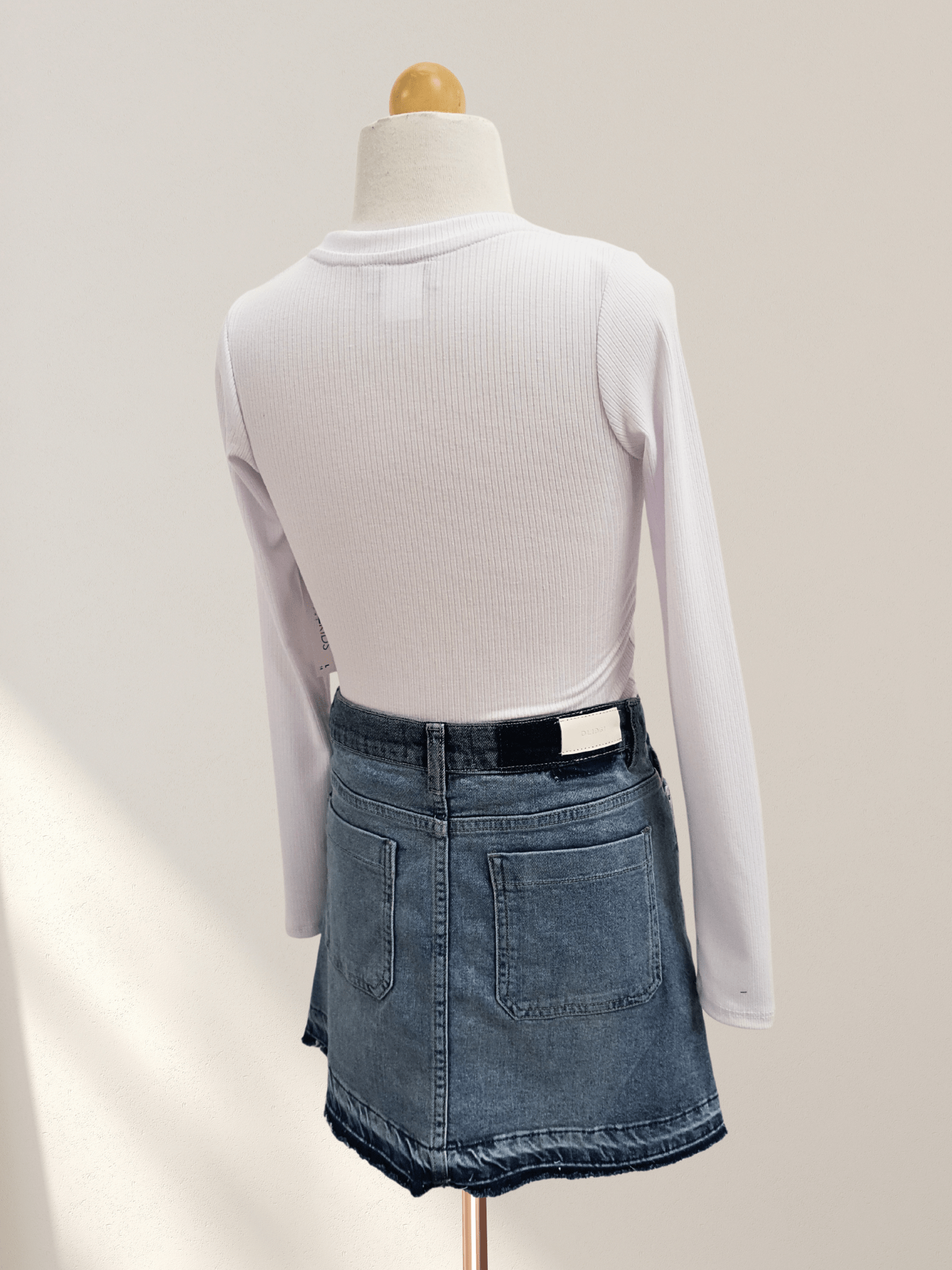 Cheryl Kids White L/S Ribbed Top _6039 - 1000 - NorthGirls