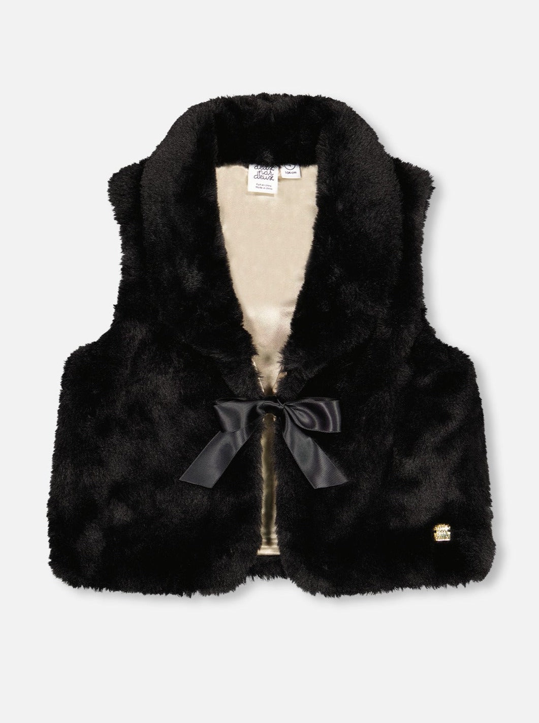 Deux Par Deux Black Faux Fur Shawl Collar Vest _F20NG31 - 999B - NorthGirls