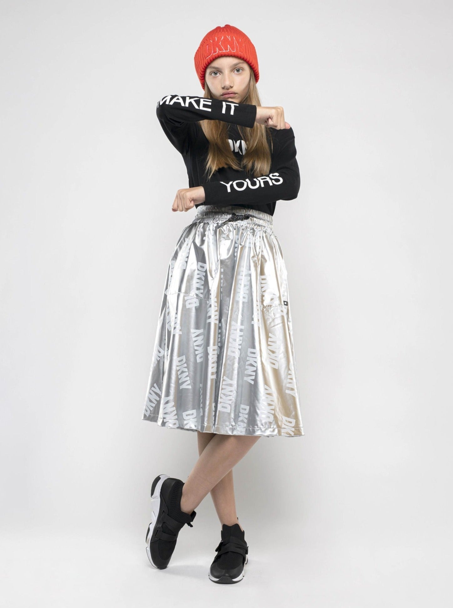 DKNY Junior Black Organic Cotton Long Sleeve T-Shirt _D55007 - 09B - NorthGirls