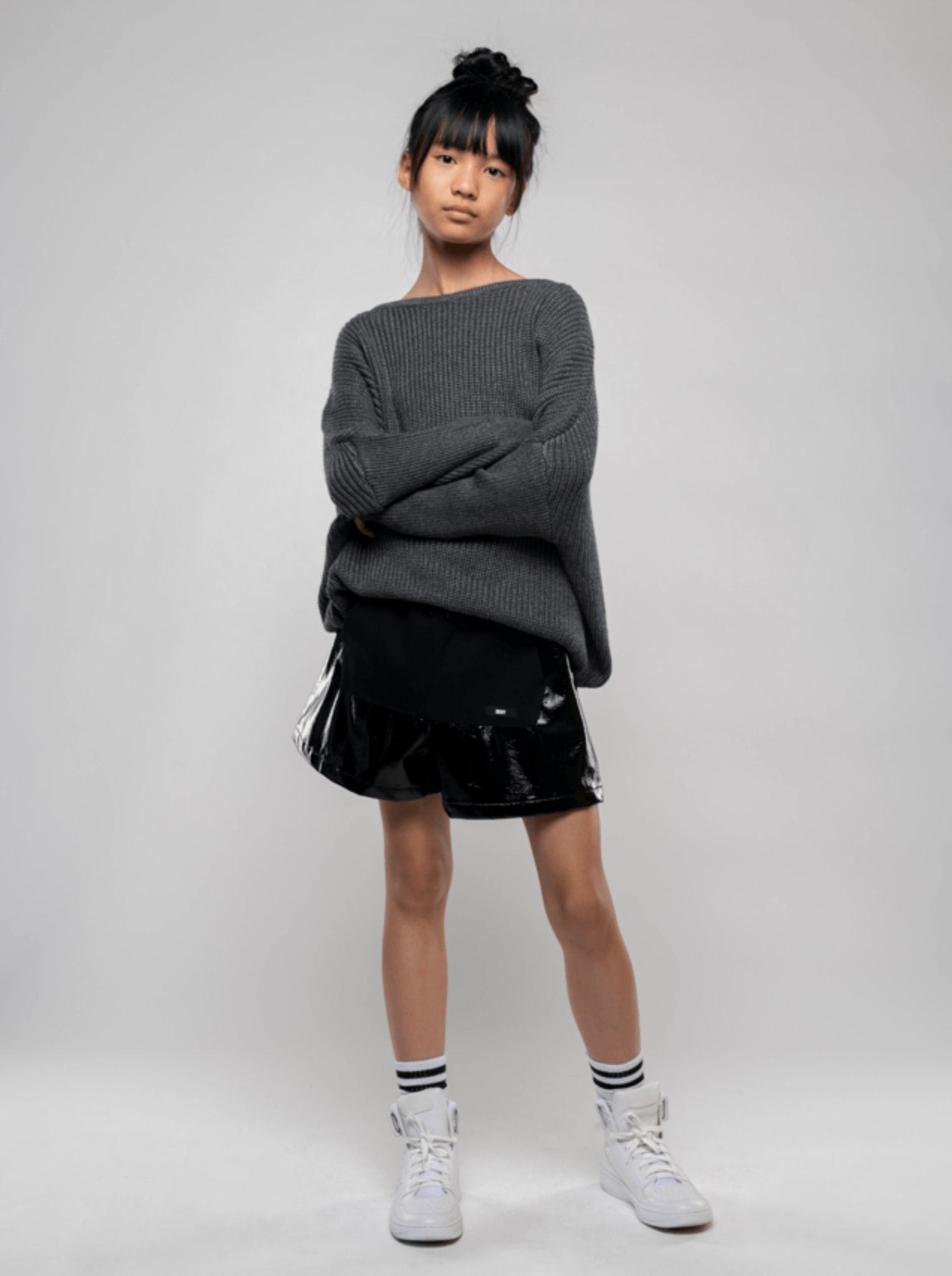 DKNY Junior Grey Knit Sweater Top _D35T11 - A64 - NorthGirls