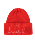 DKNY Junior Orange Knitted Hat With Embroidered Patch _D51000 - 987 - NorthGirls