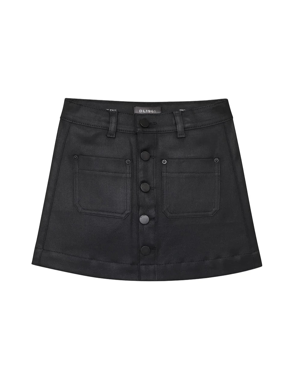DL1961 Jenny Mini Black Coated Denim Skirt_26467 - NorthGirls
