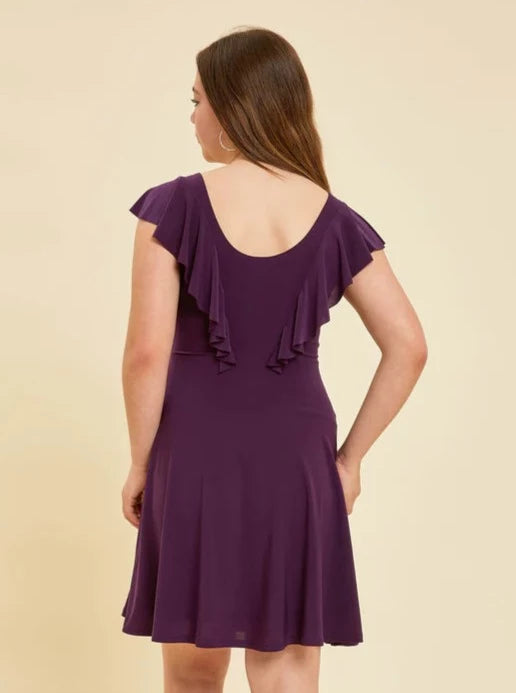 UDT Purple Flutter Sleeve Dress _T3756K-PLM