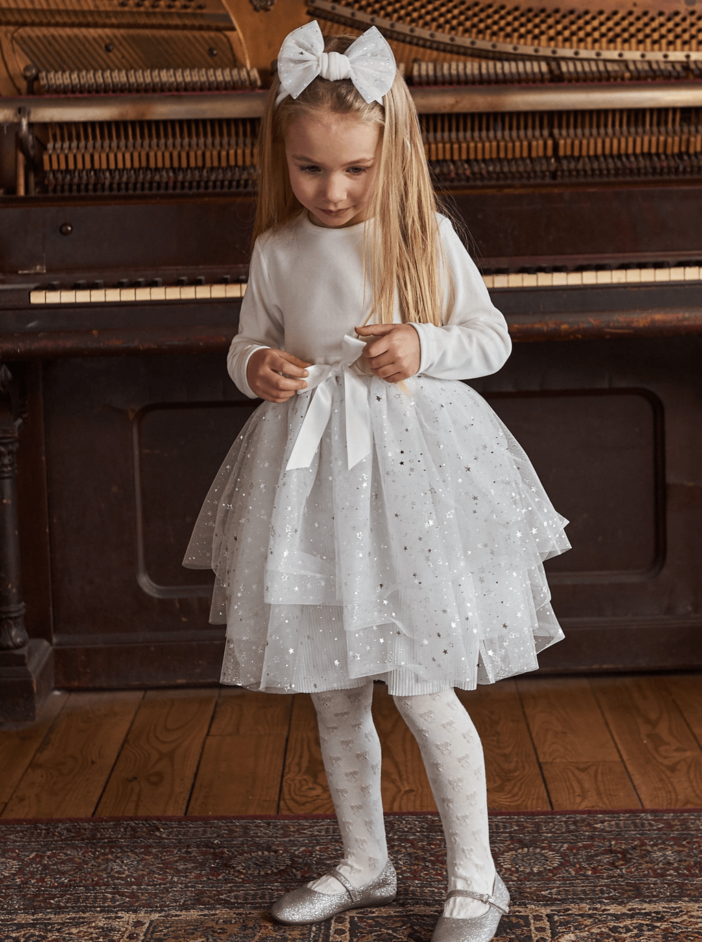 Girl Headband With Glittering Tulle Bow - NorthGirls