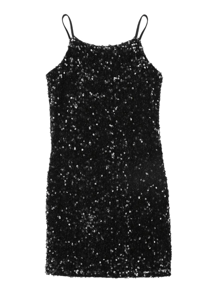 Girls Black Sequin Party Dress - NorthGirls