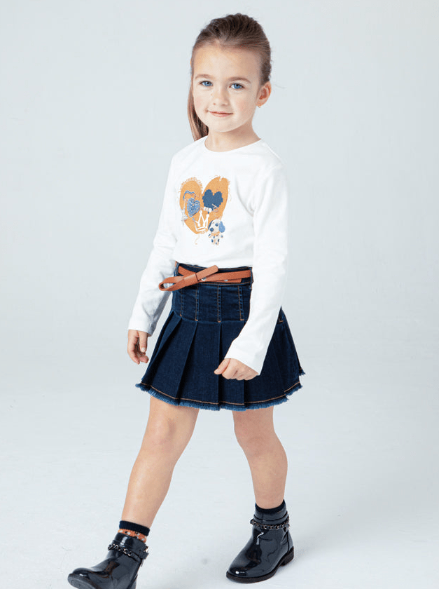Girls Denim Skirt With Belt - NorthGirls