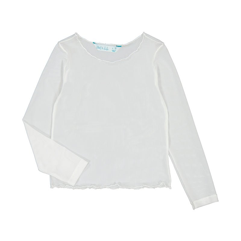 Girls Elastic Tulle Translucent Long Sleeve Shirt - NorthGirls