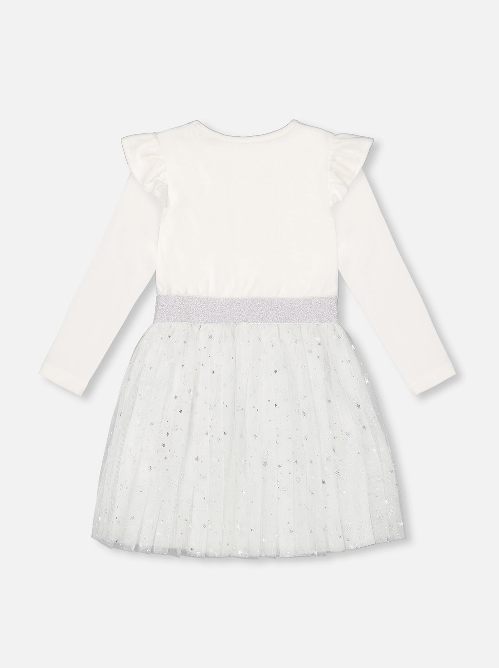 Girls Long Sleeve Dress With Glittering Tulle Skirt - NorthGirls