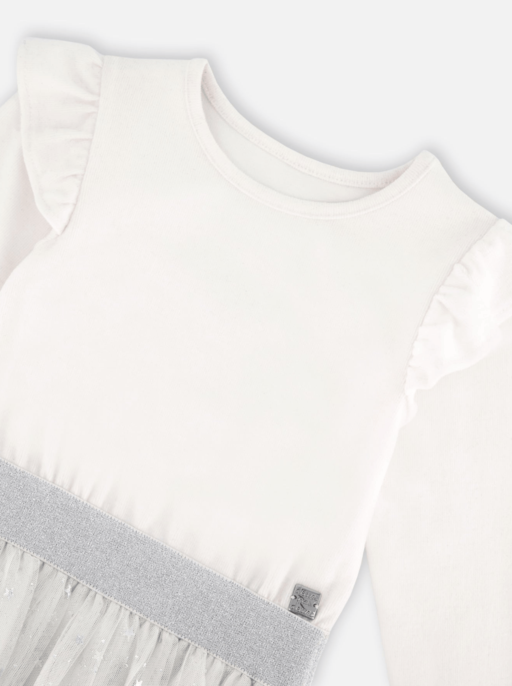 Girls Long Sleeve Dress With Glittering Tulle Skirt - NorthGirls