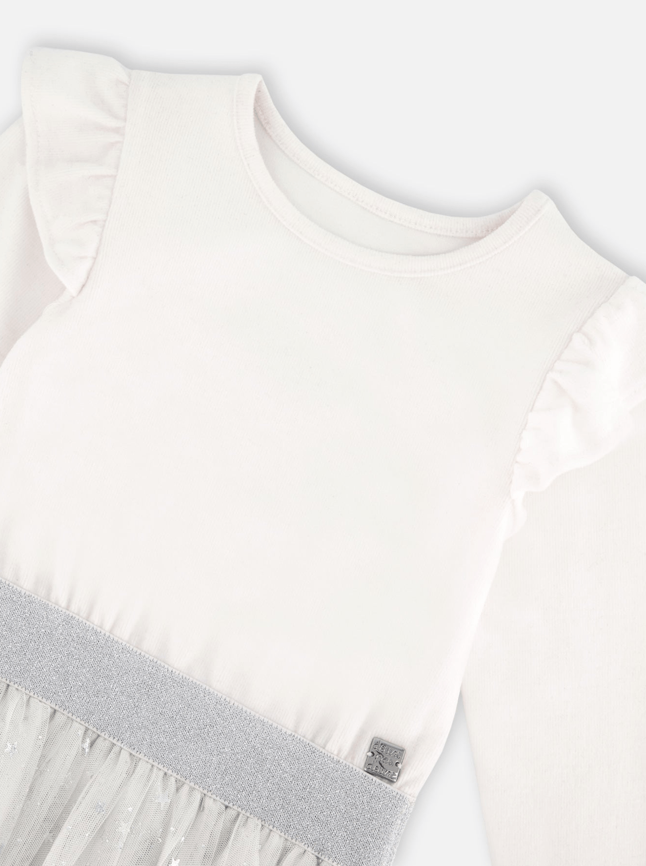 Girls Long Sleeve Dress With Glittering Tulle Skirt - NorthGirls