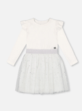 Girls Long Sleeve Dress With Glittering Tulle Skirt - NorthGirls