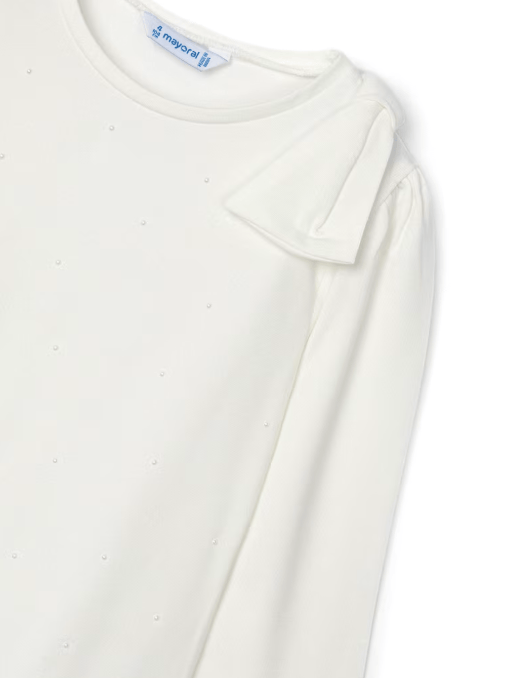 Girls Long Sleeve Shirt with Pearls & Bow - NorthGirls