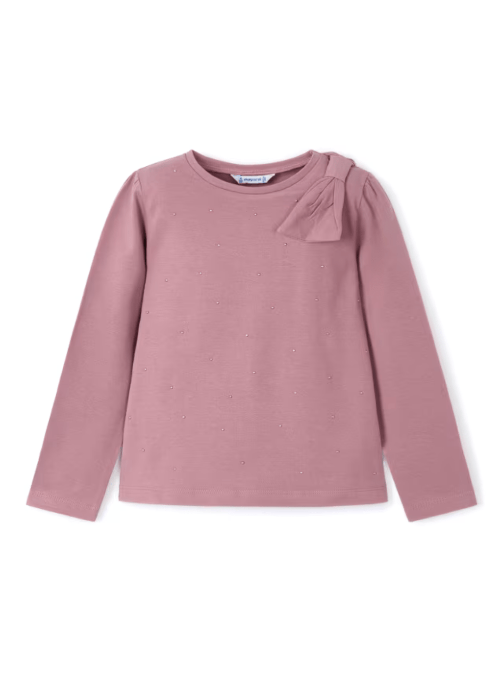 Girls Long Sleeve Shirt with Pearls & Bow - NorthGirls