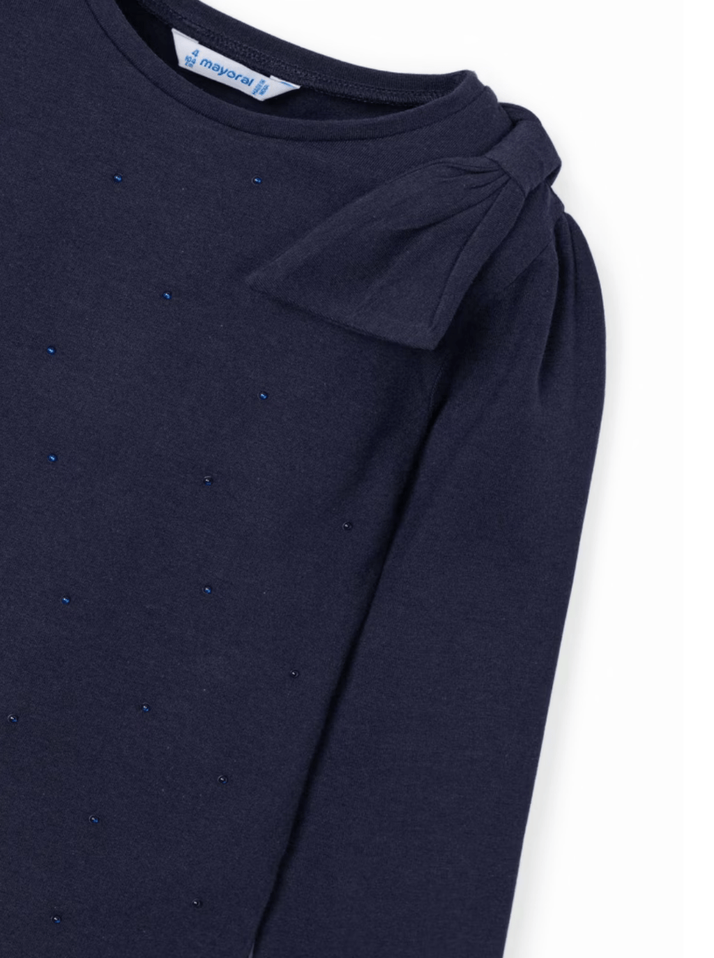 Girls Long Sleeve Shirt with Pearls & Bow - NorthGirls