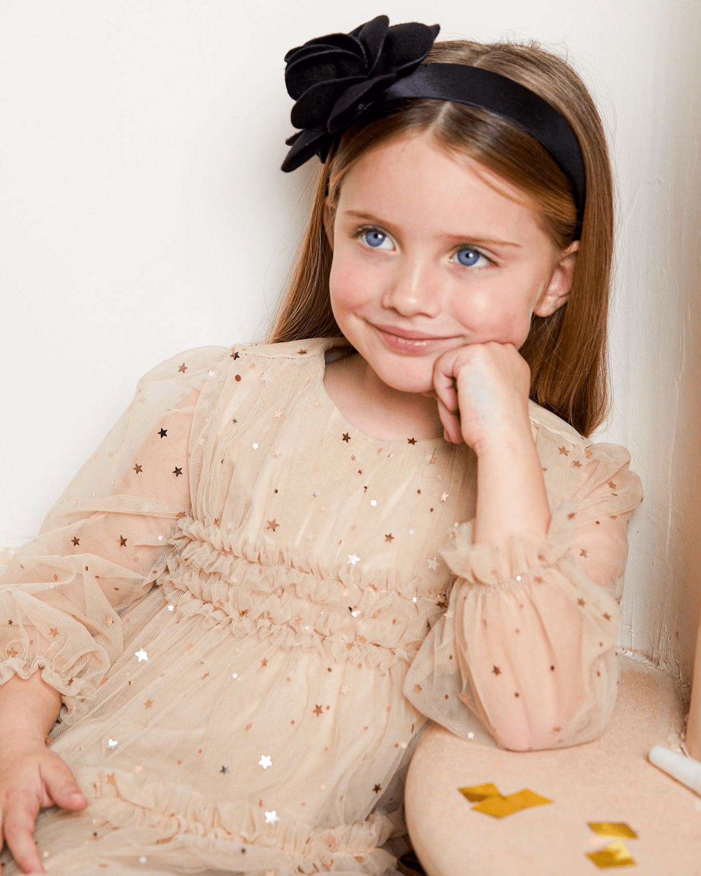 Girls Tulle and Star Long Sleeve Dress - NorthGirls