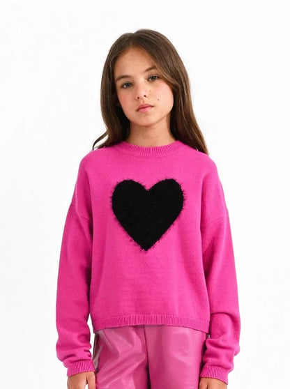 Mini Molly Pink Knitted Heart Sweater _MME152BN23-1402