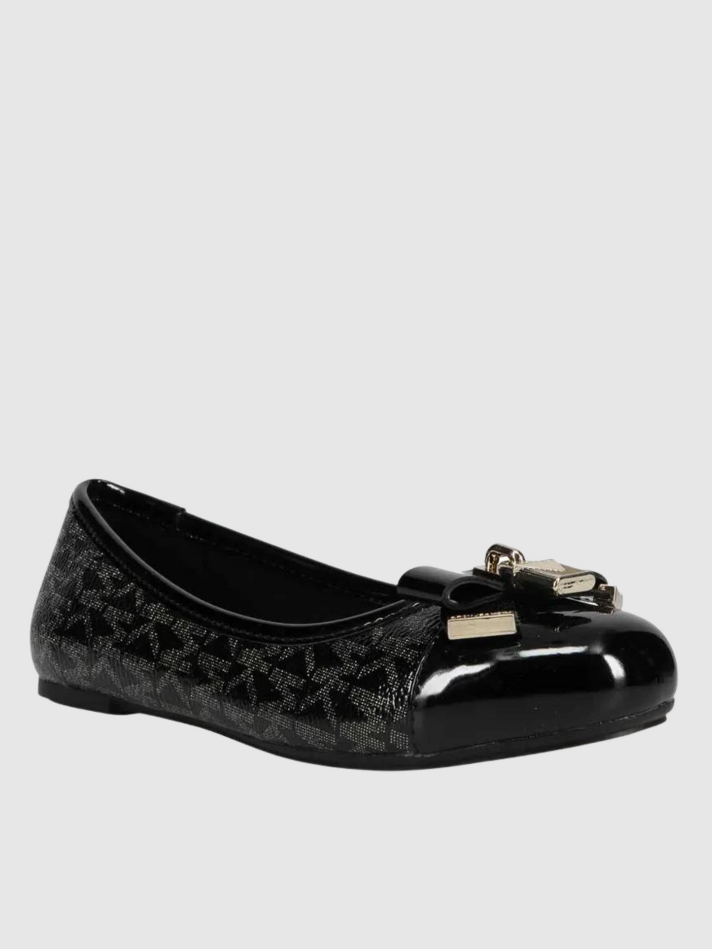 Michael Kors Logo Print Kenya Lock Ballet Shoes Black & Gold_MK100796C-039