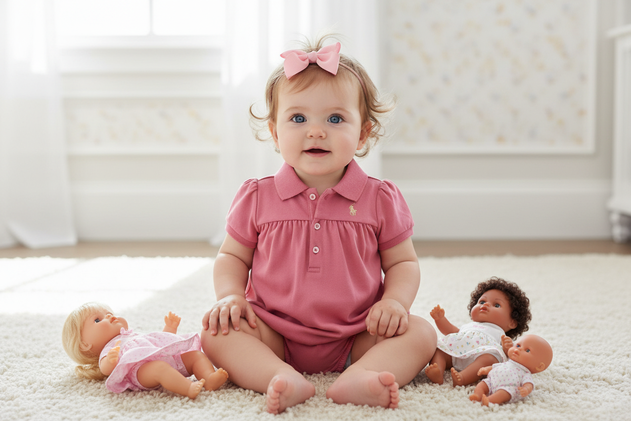 Ralph Lauren Baby Girls Short Sleeve Romper