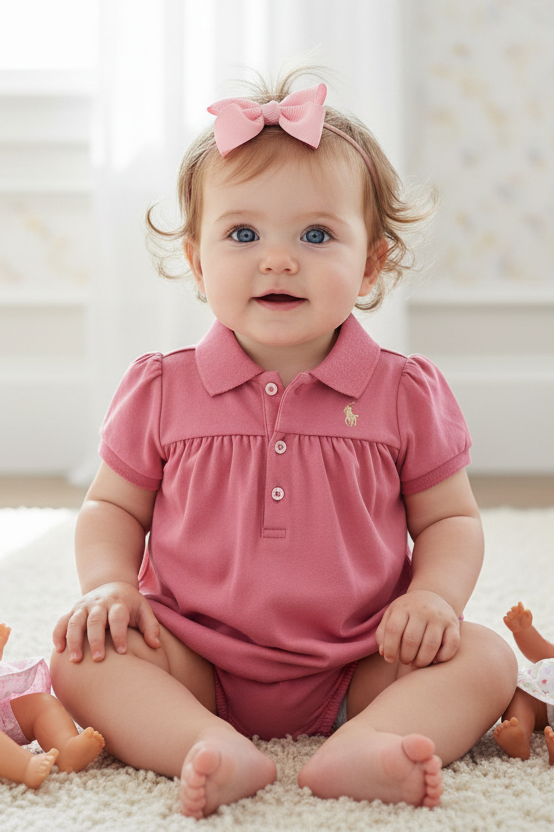 Ralph Lauren Baby Girls Short Sleeve Romper