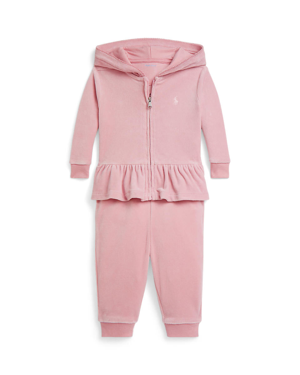 Ralph Lauren Baby Girls Velour Hoodie & Jogger Pant Set