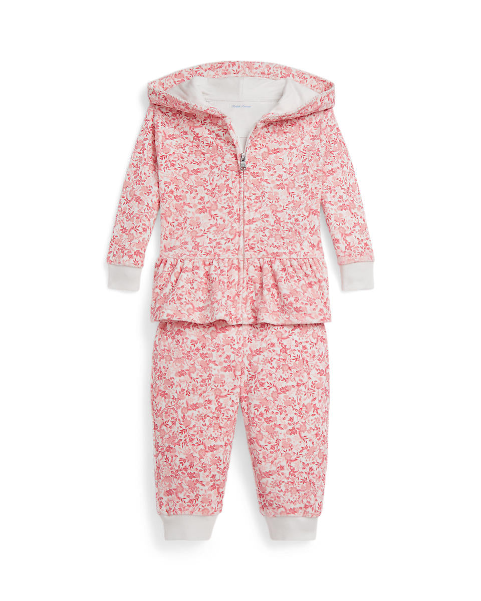 Ralph Lauren Baby Girls Floral Velour Full-Zip Hoodie & Pant Set