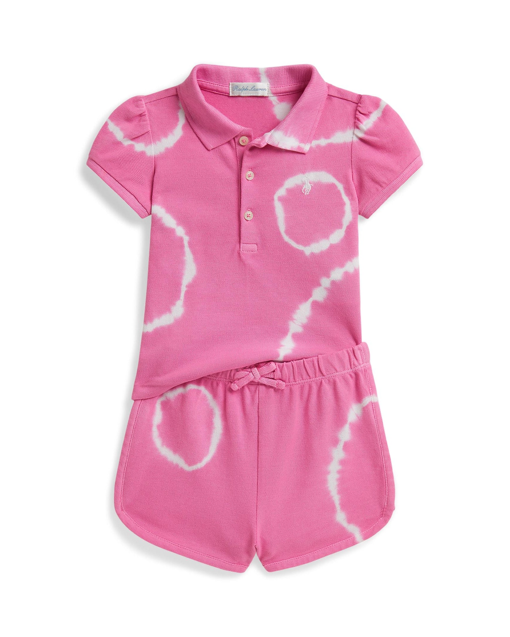 Ralph Lauren Baby Girls Stretch Mesh Polo & Shorts Set