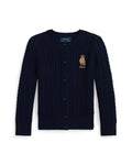 Ralph Lauren Girls Polo Bear Mini-Cable Cotton Cardigan