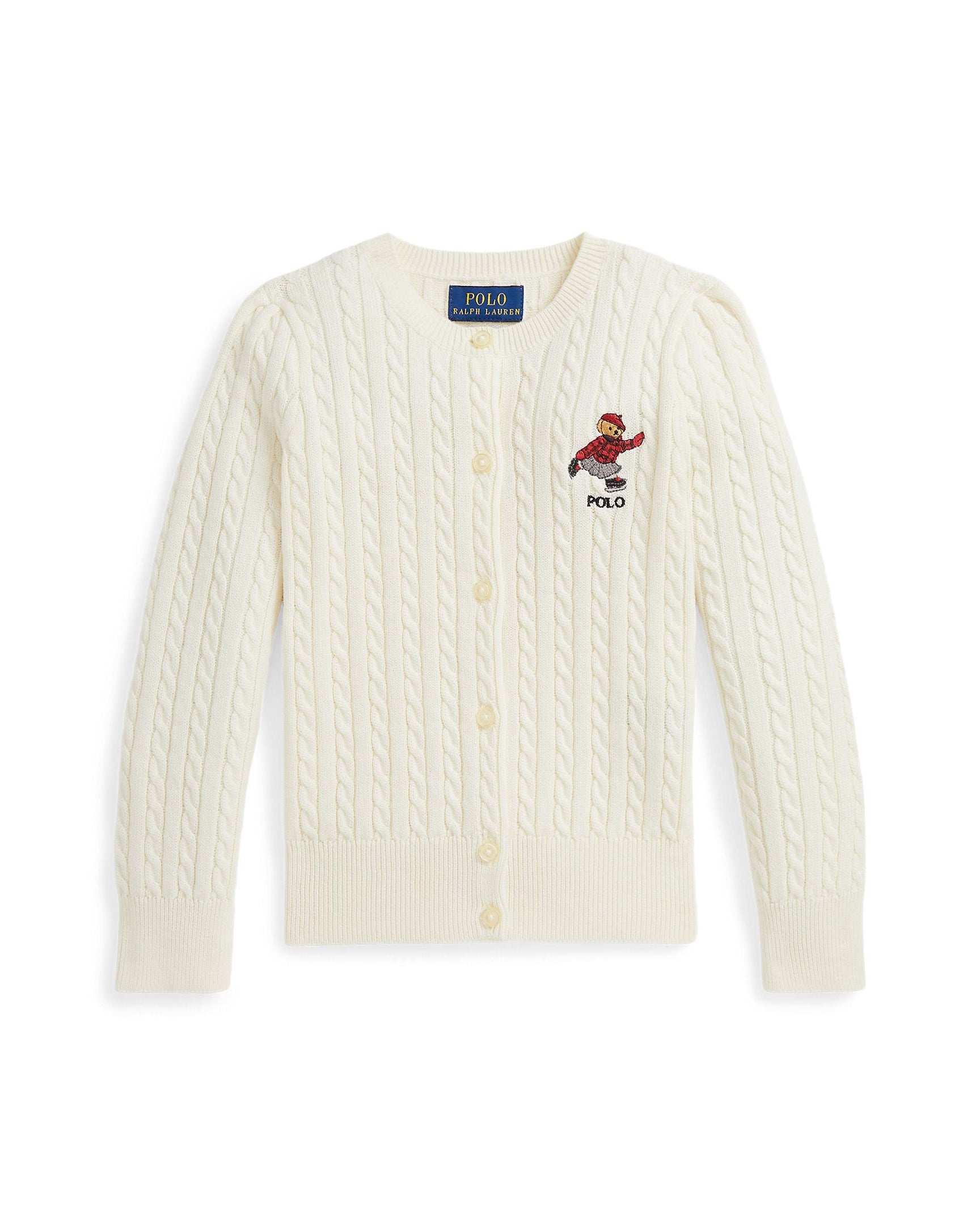 Ralph Lauren Mini Girls Cable Knit Bear Cardigan 