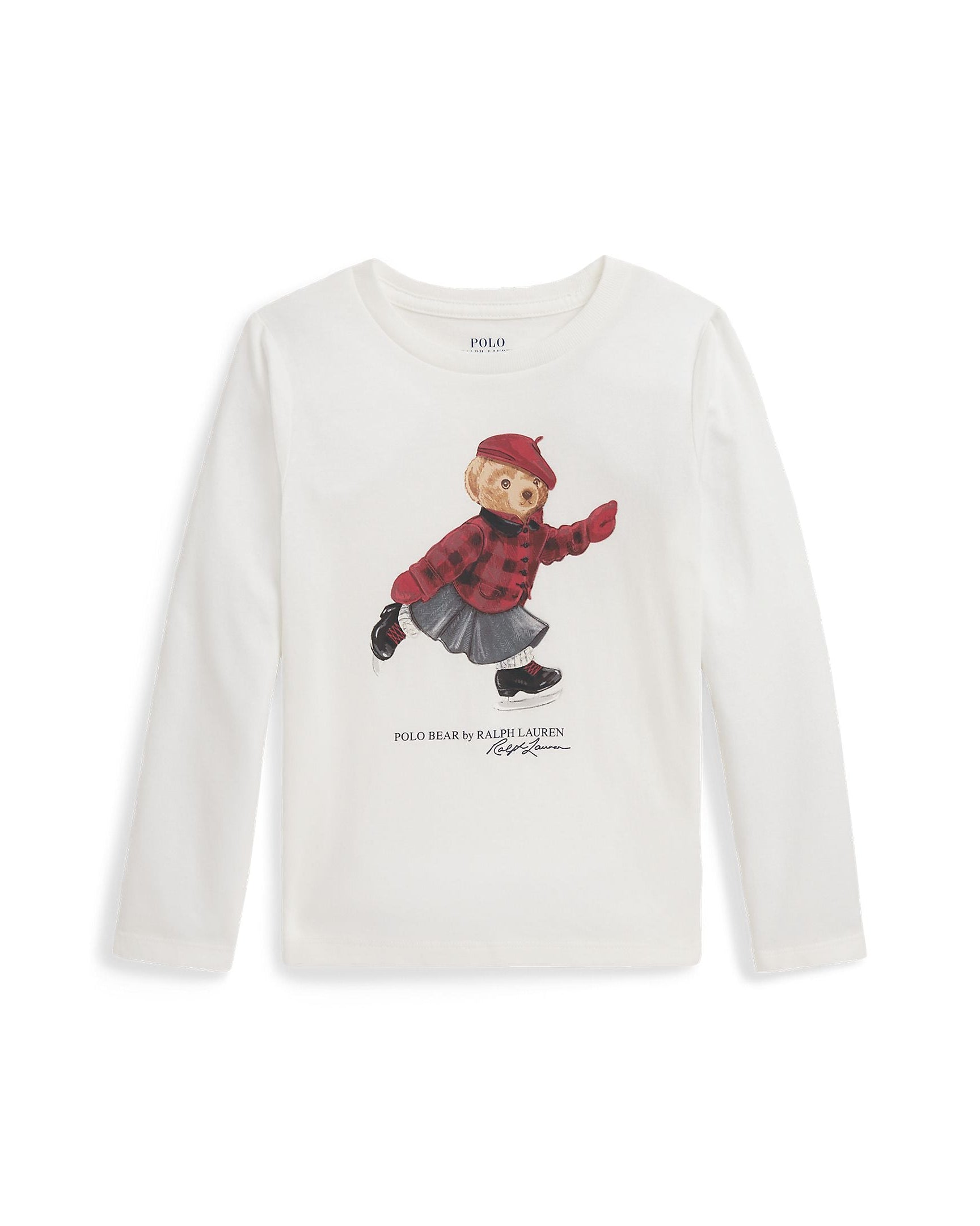 Ralph Lauren Mini Girls Polo Bear Cotton Long-Sleeve Tee