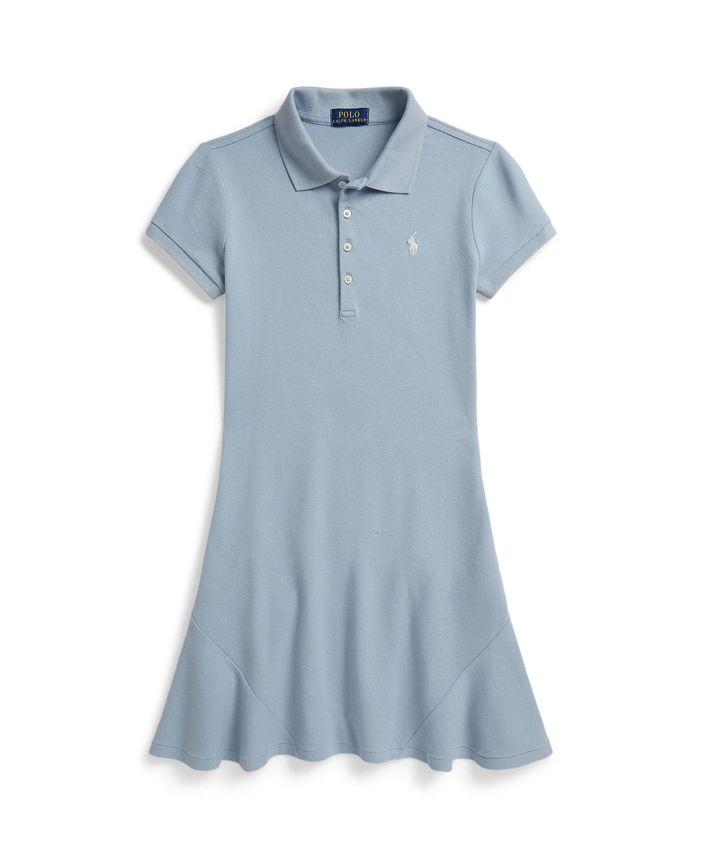 Ralph Lauren Girls Stretch Mesh Flare Estate Blue Polo Dress_ 313934962502