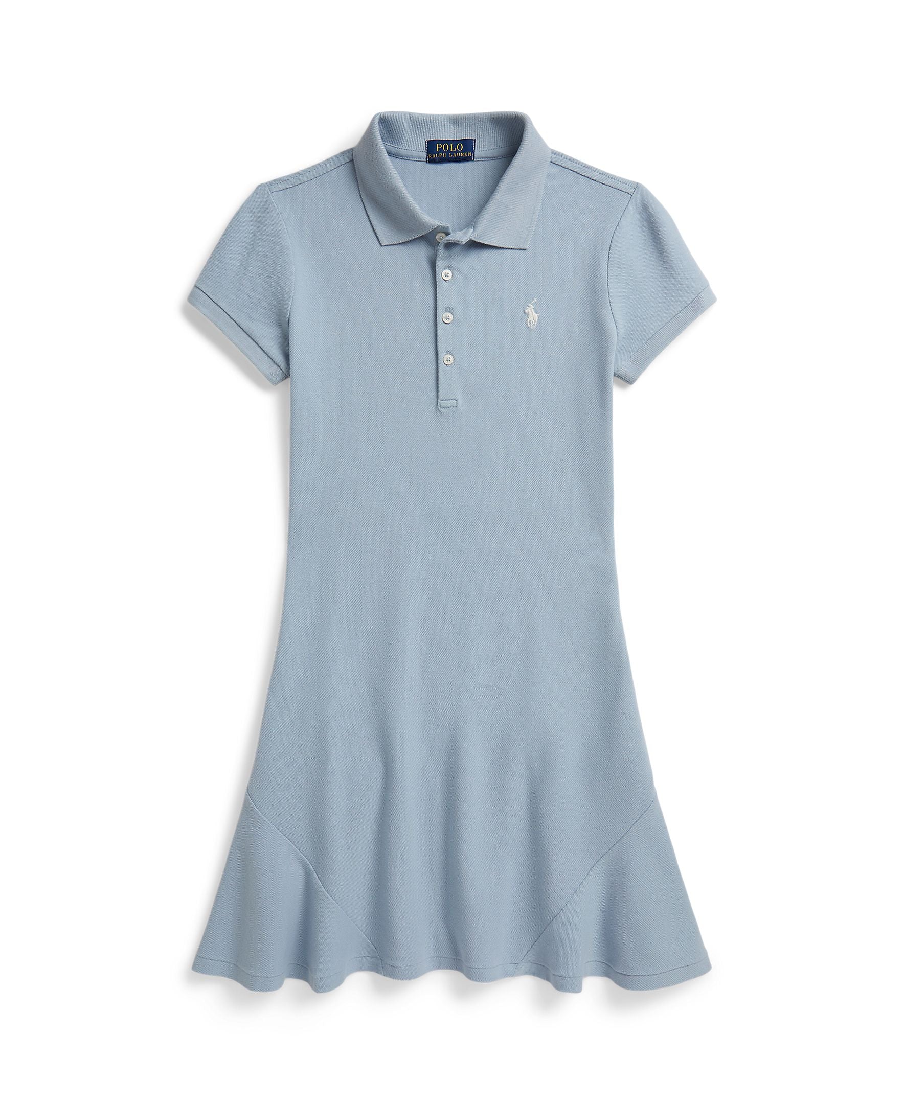 Ralph Lauren Girls Stretch Mesh Flare Estate Blue Polo Dress_ 313934962502