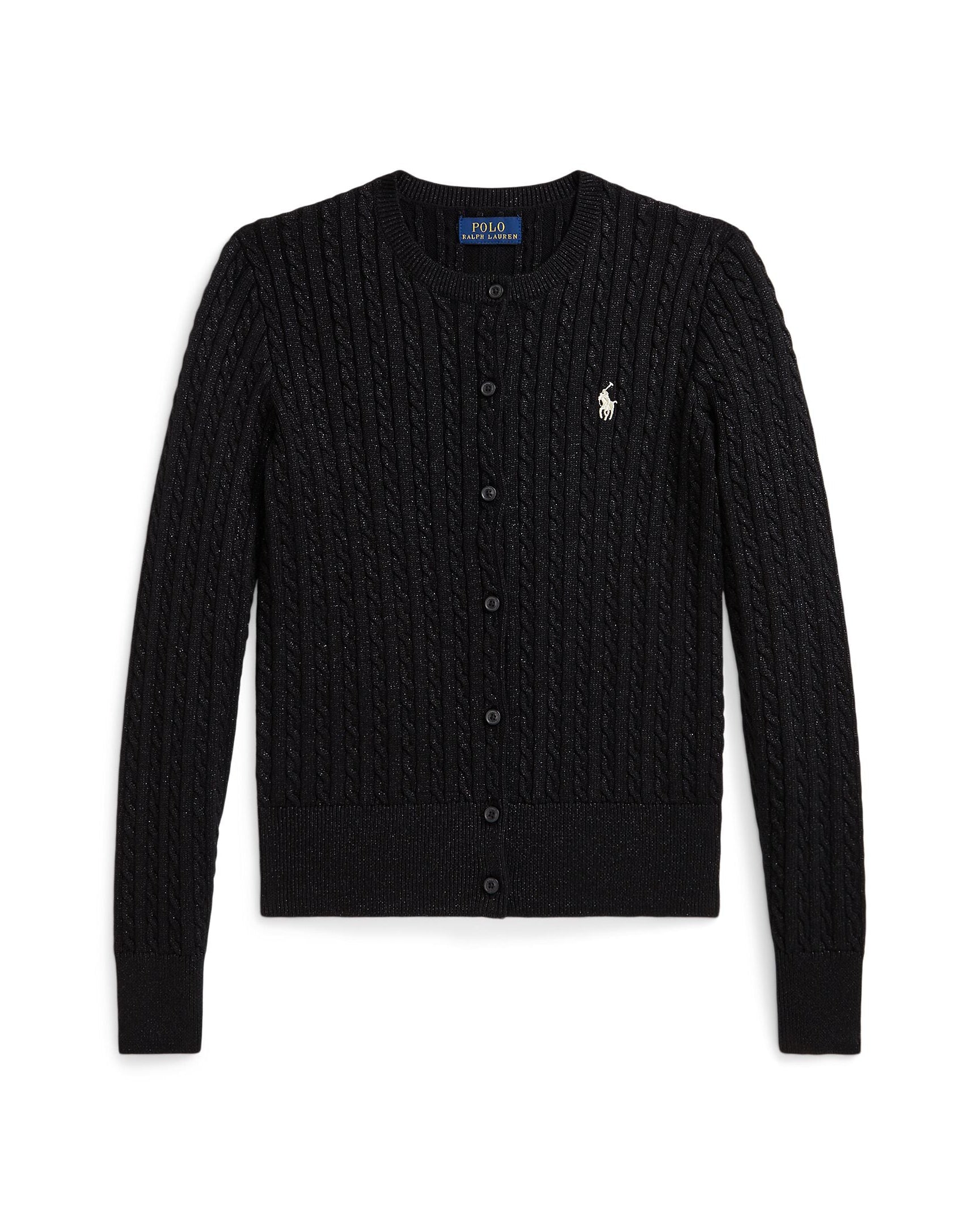 Ralph Lauren Girls Metallic Mini-Cable Cardigan
