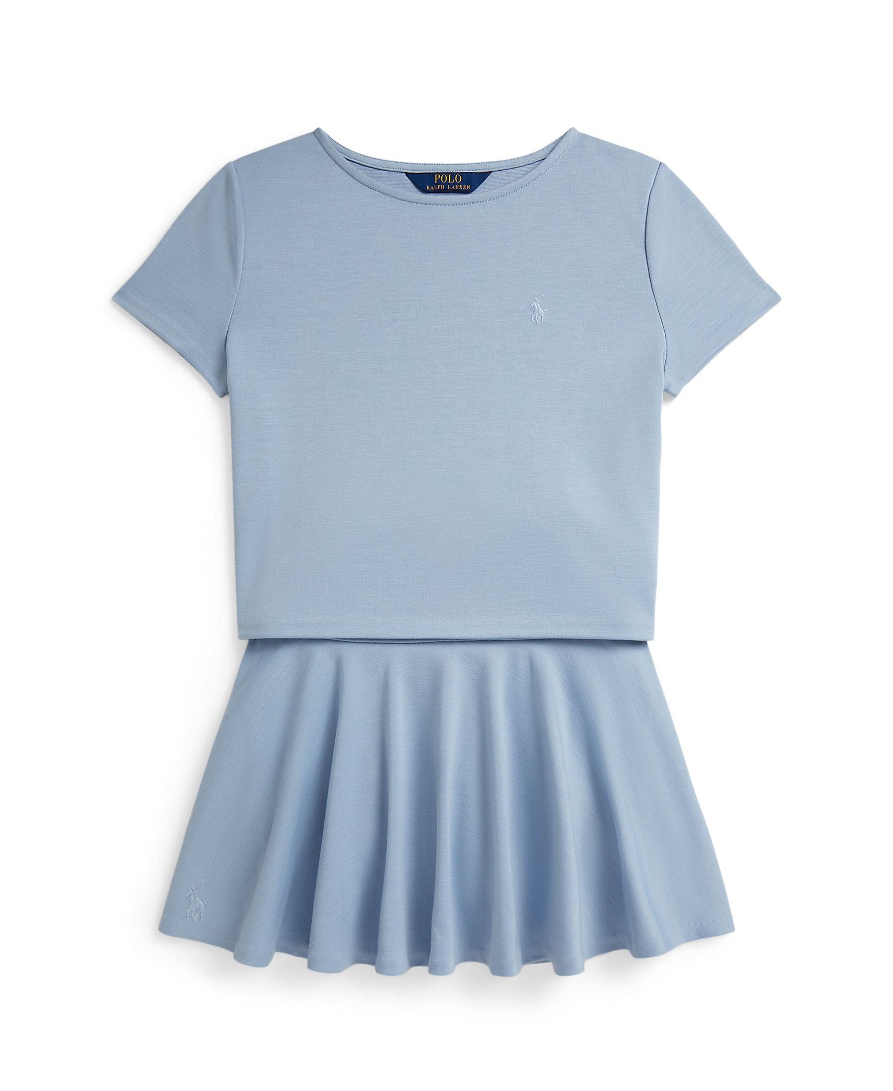 Ralph Lauren Girls Ponte Roma Contrast Stitch Estate Blue Skirt_ 313965215501