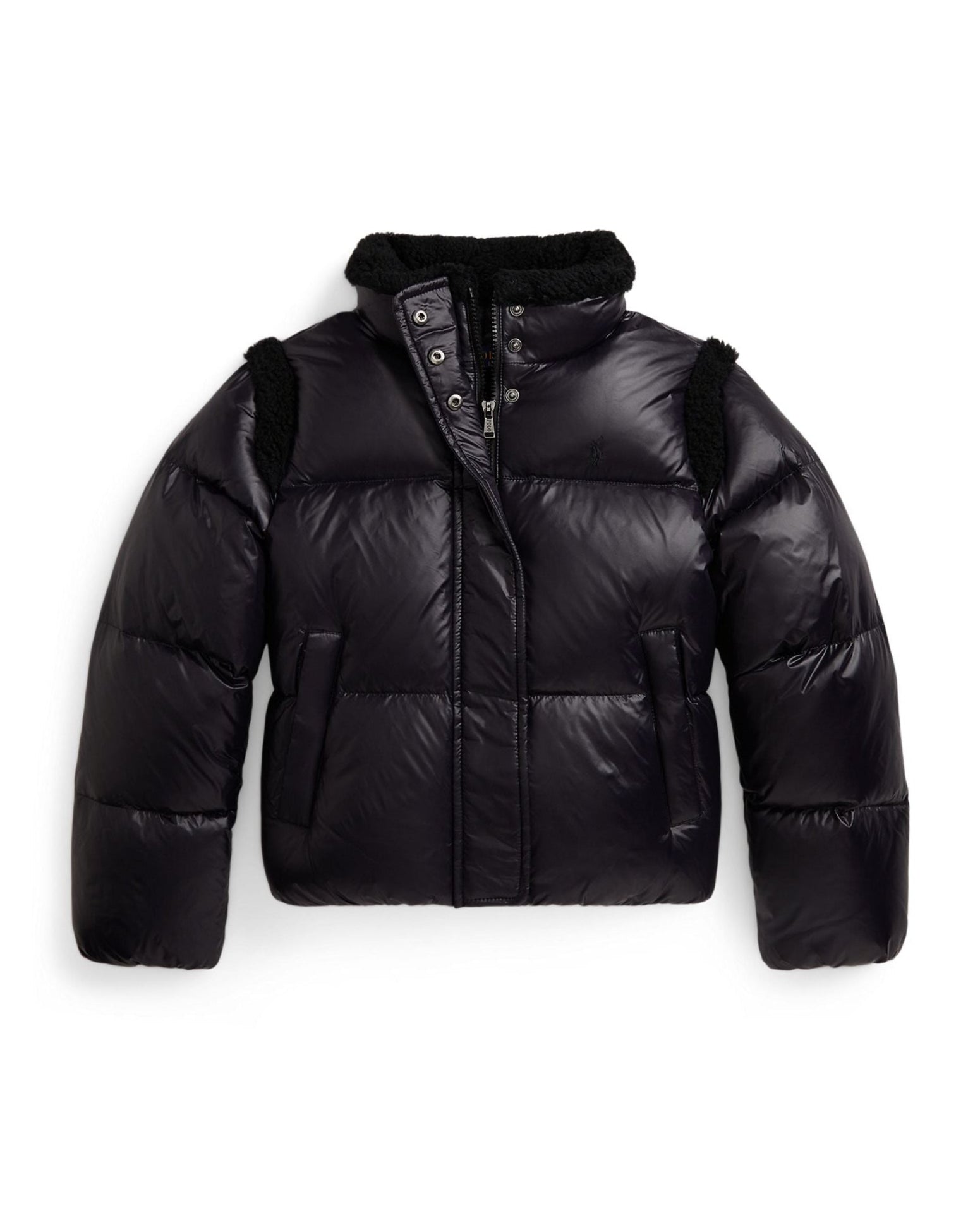 Ralph Lauren Girls Teddy Fleece–Trim Down Boxy Jacket