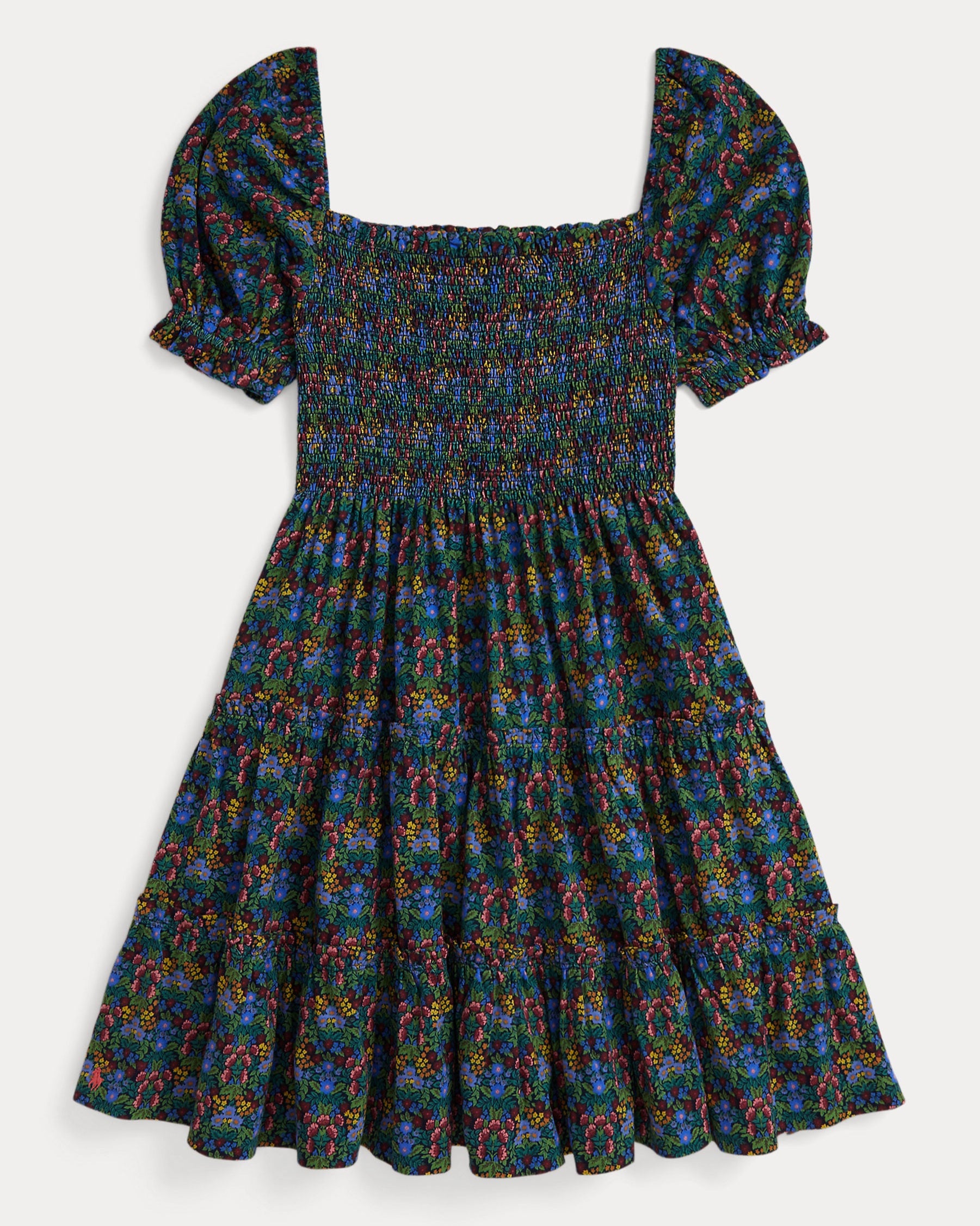 Ralph Lauren Girls Floral Smocked Cotton Jersey Dress