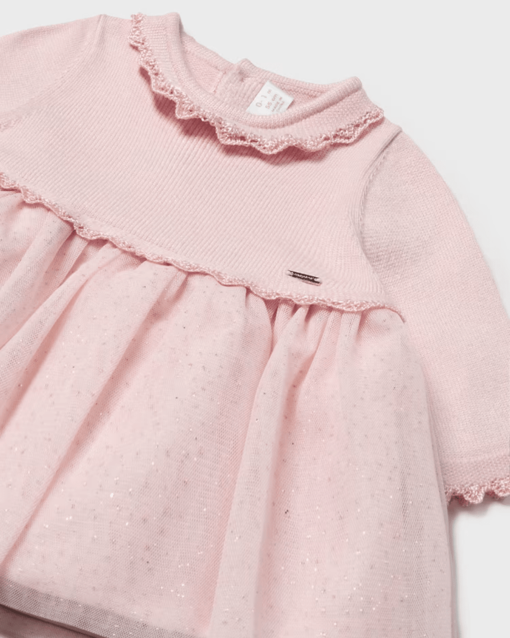 Mayoral Baby Girl Long Sleeve Knit & Glitter Tulle Dress - NorthGirls