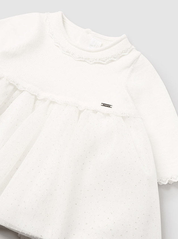 Mayoral Baby Girl Long Sleeve Knit & Glitter Tulle Dress - NorthGirls