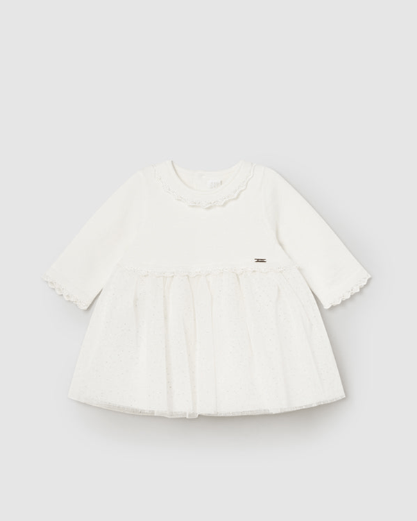 Mayoral Baby Girl Long Sleeve Knit & Glitter Tulle Dress - NorthGirls