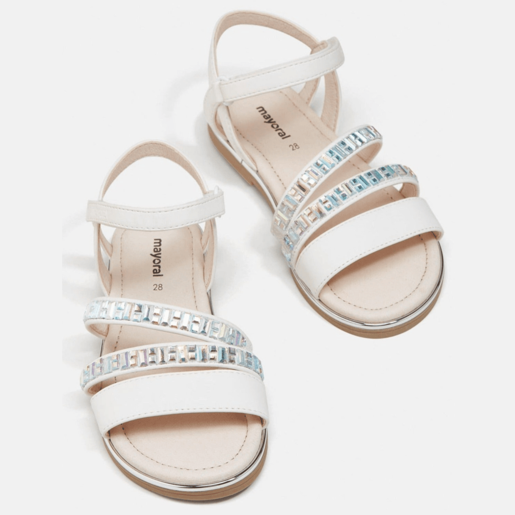 Mayoral Formal Strapped Sandals w/Jewels White_43449 - 027 - NorthGirls