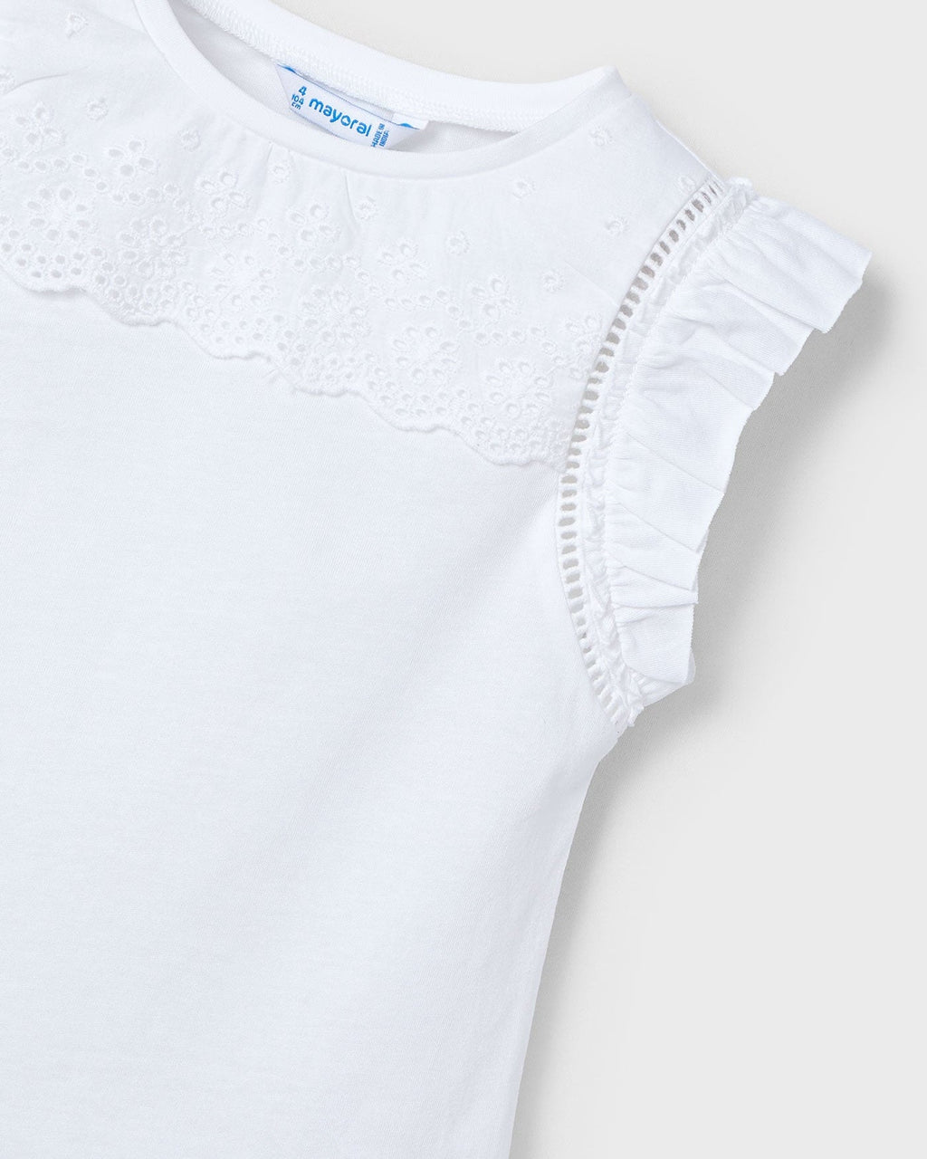 Mayoral Girls Eyelet Cap Sleeve Shirt_ 3020 - NorthGirls
