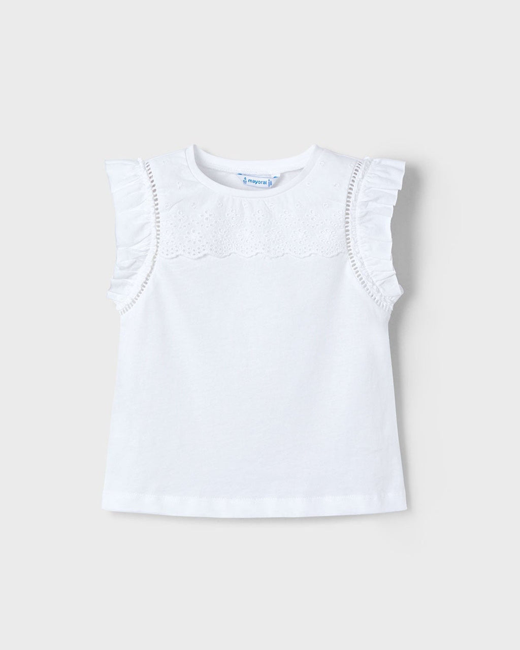 Mayoral Girls Eyelet Cap Sleeve Shirt_ 3020 - NorthGirls